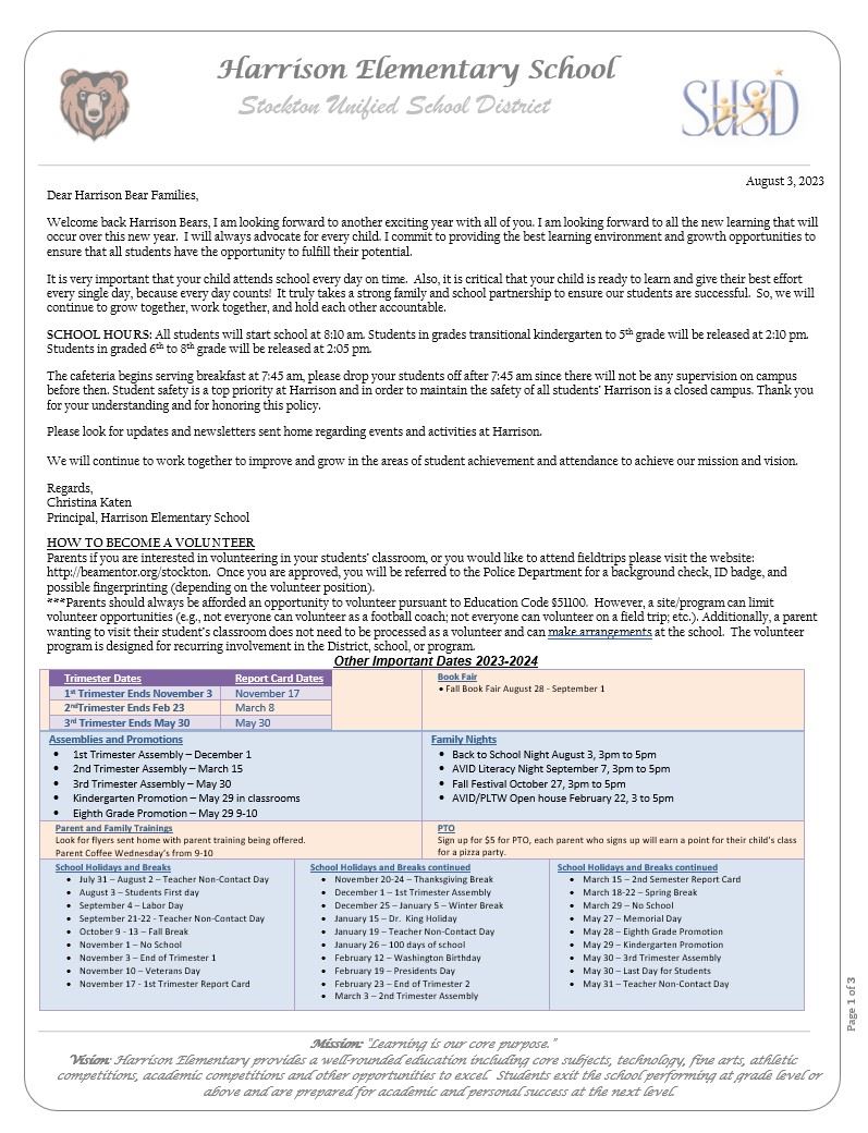  Welcome Back to School 2023-24